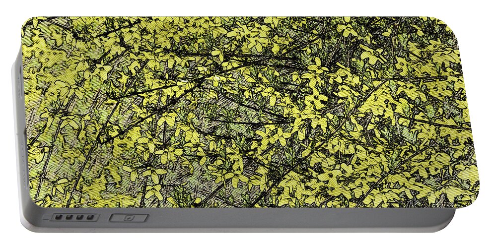Spring Portable Battery Charger featuring the photograph Forsythia - Waiting On Spring by Leslie Montgomery