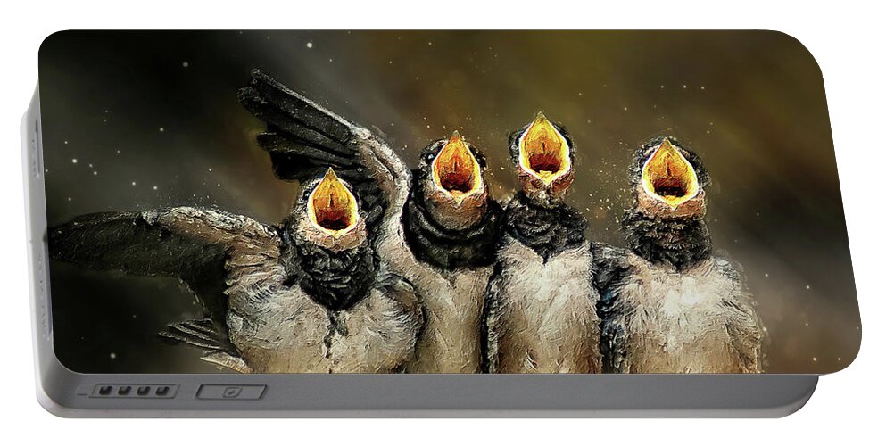 Chicks Portable Battery Charger featuring the digital art Four Crooners by Dave Lee