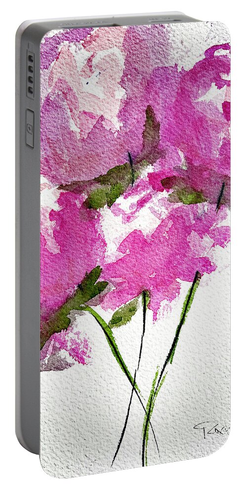 Peonies Portable Battery Charger featuring the painting Four Peonies Blooming by Roxy Rich