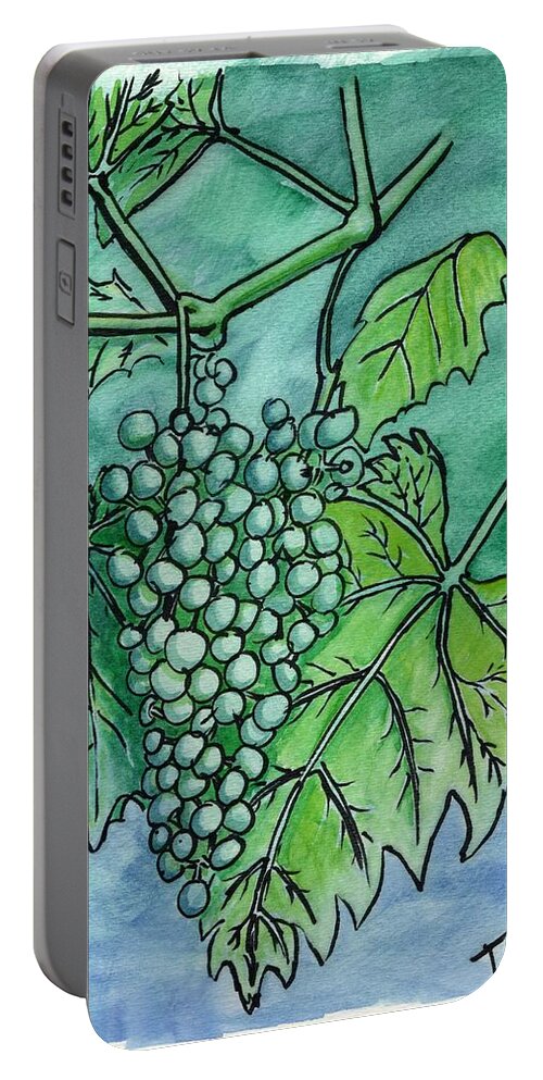 Grapes Portable Battery Charger featuring the painting Fox Grapes by Tammy Nara