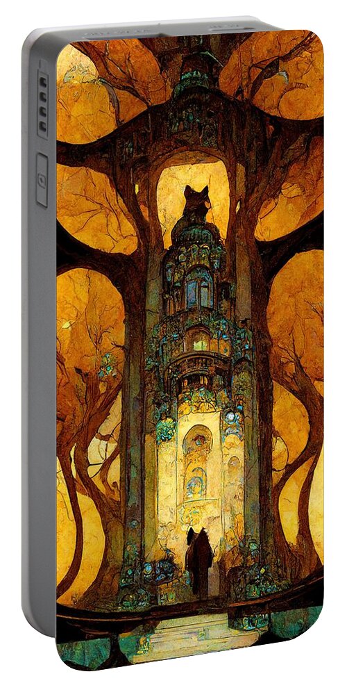 Fox Portable Battery Charger featuring the digital art Fox Journey #2 by Nickleen Mosher