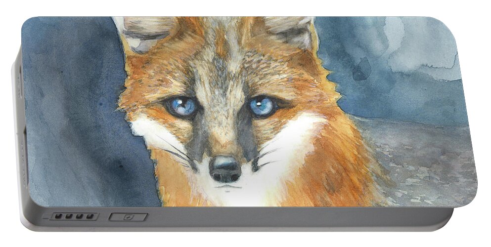 Fox Portable Battery Charger featuring the painting Fox by Pamela Schwartz