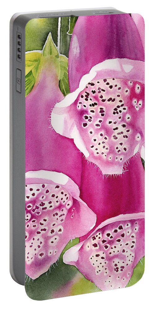 Foxglove Portable Battery Charger featuring the painting Foxglove by Espero Art