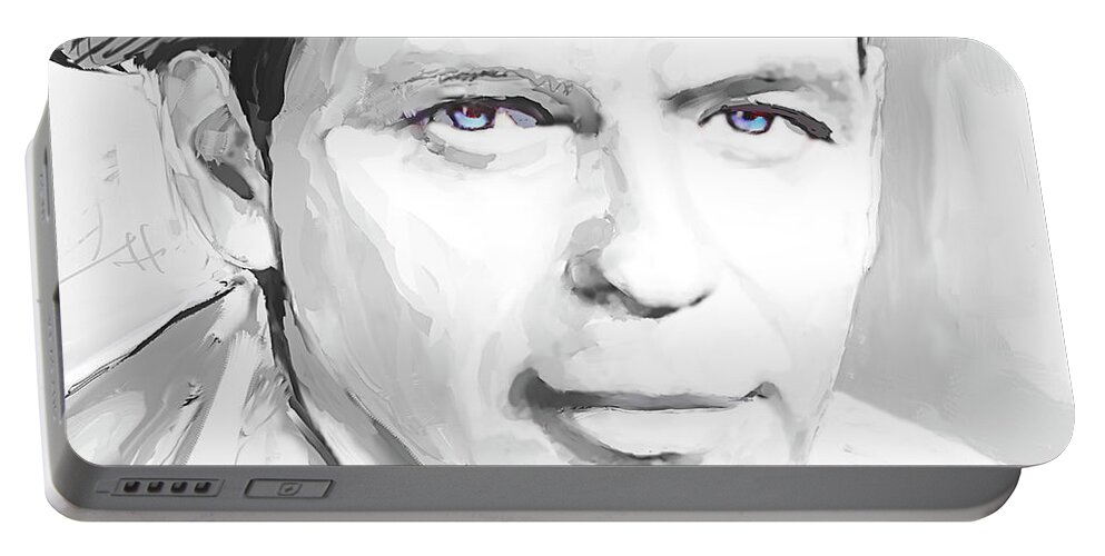 Frank Portable Battery Charger featuring the painting Frank Sinatra I Silver by Jackie Medow-Jacobson