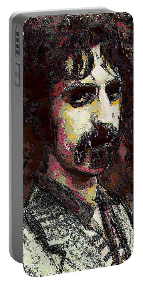Zappa Portable Battery Charger featuring the digital art Frank Zappa by David Lane
