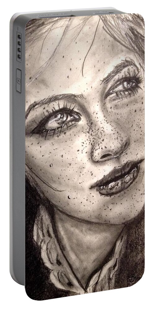Young Portable Battery Charger featuring the drawing Freckles by Bryan Brouwer