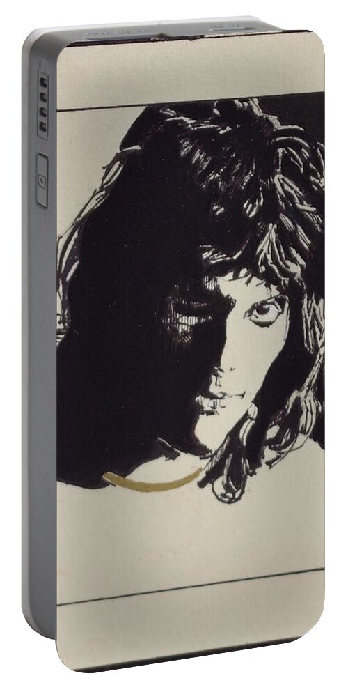 Queen Portable Battery Charger featuring the drawing Freddie Mercury - Queen Of Knaves - detail by Sean Connolly