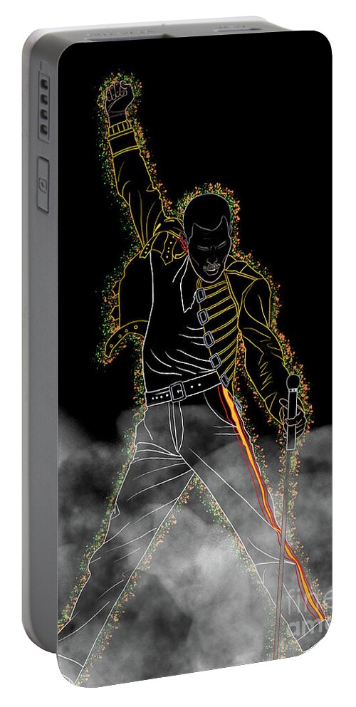 Freddie Mercury Portable Battery Charger featuring the digital art Freddie Mercury Smoke by Marisol VB
