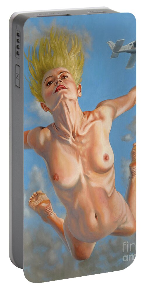 Nude Portable Battery Charger featuring the painting Freedom by Ken Kvamme