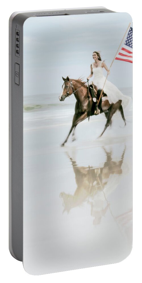 Flag Portable Battery Charger featuring the photograph Freedom Run by M Kathleen Warren