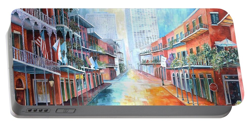New Orleans Portable Battery Charger featuring the painting French Quarter Royal by Diane Millsap