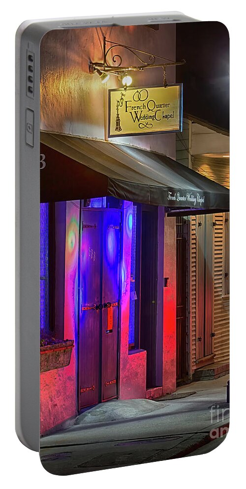 Big Easy Portable Battery Charger featuring the photograph French Quarter Wedding Chapel by Jerry Fornarotto