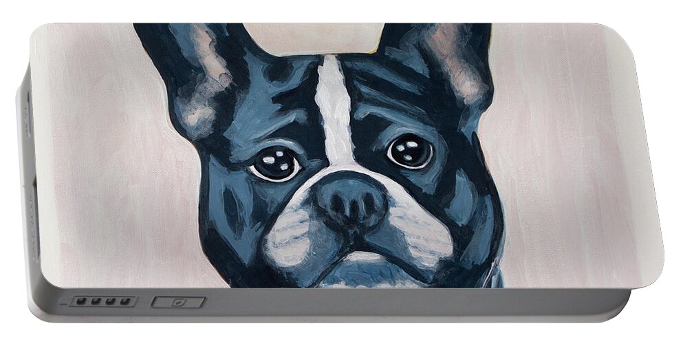 French Portable Battery Charger featuring the painting Frenchie by Pamela Schwartz