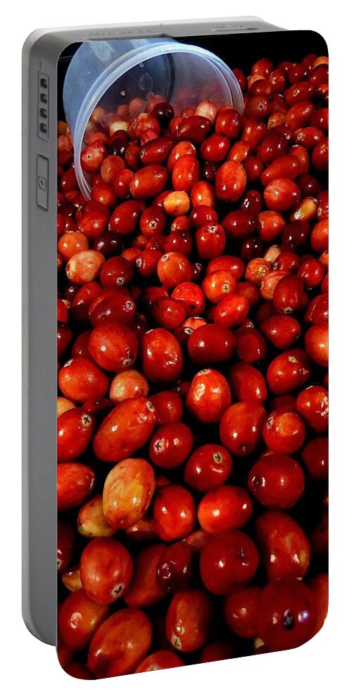 Cranberries Portable Battery Charger featuring the photograph Fresh Cranberries by Linda Stern