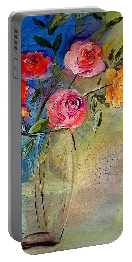 Fresh Portable Battery Charger featuring the painting Fresh Cut by Lisa Kaiser