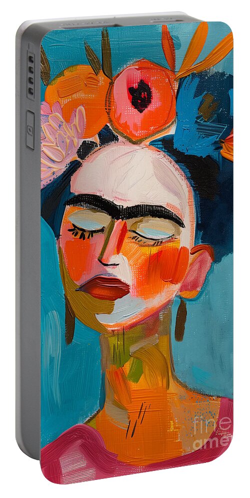 Frida Kahlo Portable Battery Charger featuring the digital art Frida Kahlo Series 03112024a by Carlos Diaz