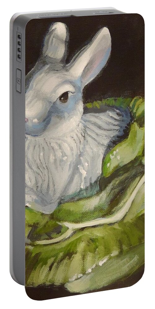 Waltmaes Portable Battery Charger featuring the painting Fritz by Walt Maes
