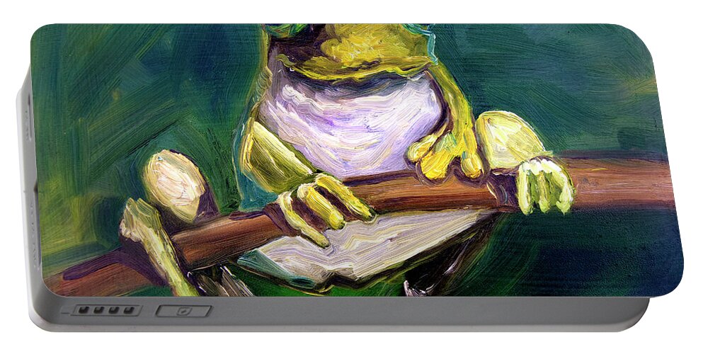 Frog Portable Battery Charger featuring the painting Frog Love by Diane Whitehead