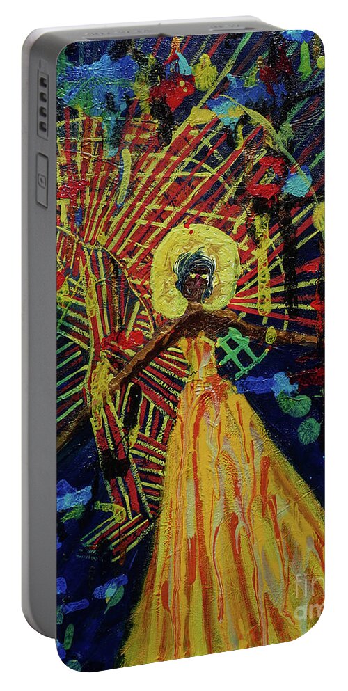 He Sees Her From Afar... Portable Battery Charger featuring the painting From Afar by Tessa Evette