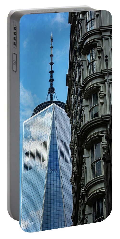Freedom Tower Portable Battery Charger featuring the photograph From Darkness to Light by James Canning