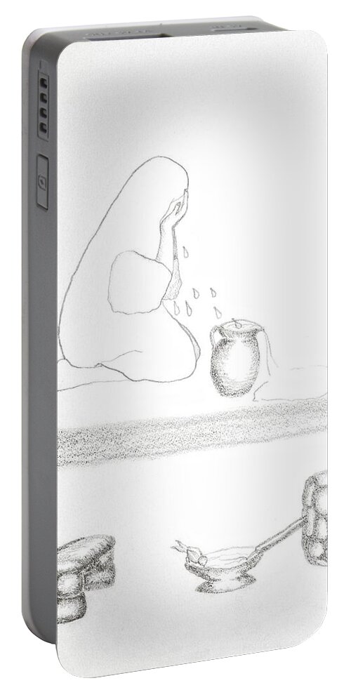 Sorrow Portable Battery Charger featuring the drawing From Sorrow To Springs by Karen Nice-Webb