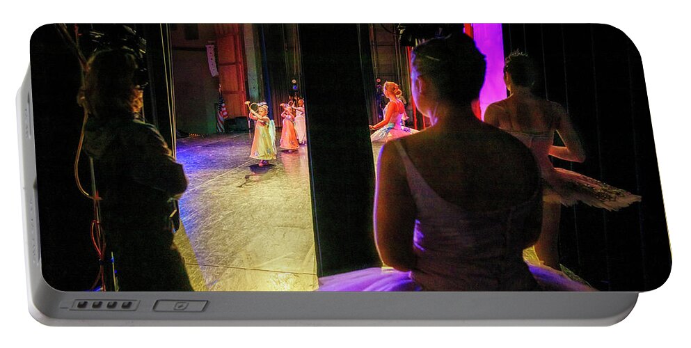 Ballerina Portable Battery Charger featuring the photograph From the Wings by Craig J Satterlee