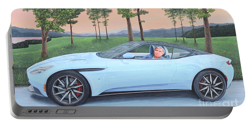 Aston Martin Portable Battery Charger featuring the painting Frost Blue Cruisin by Aicy Karbstein