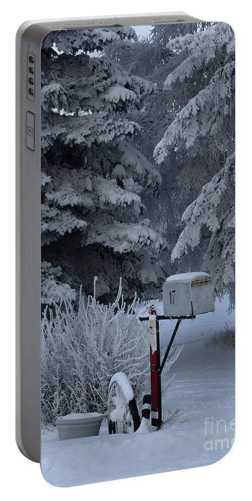 Mailbox Portable Battery Charger featuring the photograph Frosty mailbox by Lisa Mutch