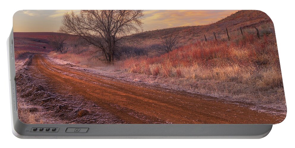 Sunrise Portable Battery Charger featuring the photograph Frosty Sunrise in the Country by Darren White