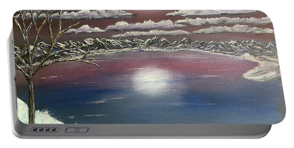 Winter Portable Battery Charger featuring the painting Frozen by Lisa White