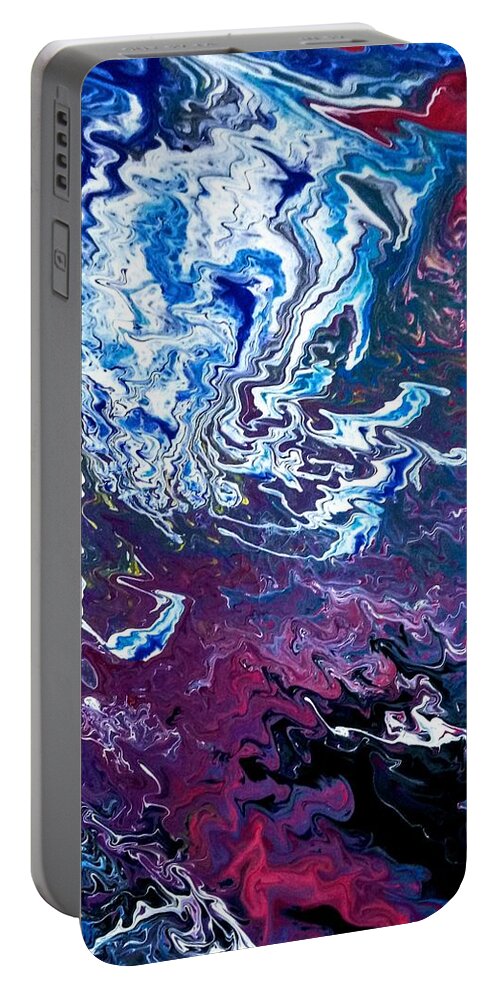 Purple Portable Battery Charger featuring the painting Frozen Sky by Anna Adams