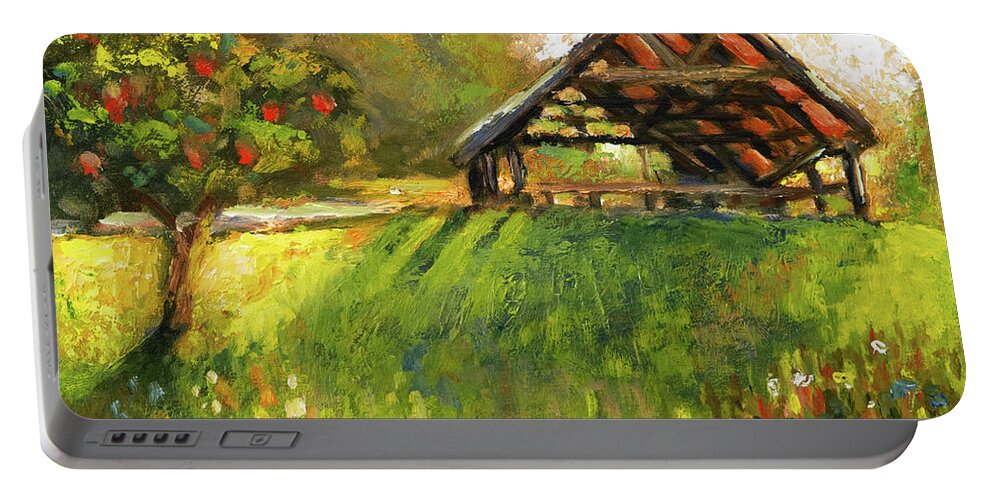 Ft Hoskins Portable Battery Charger featuring the painting Ft Hoskins Historic Park by Mike Bergen