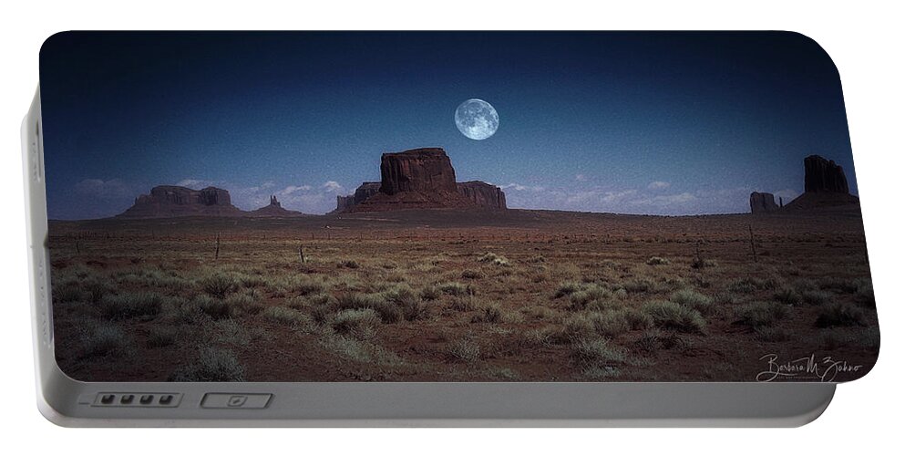 Monument Valley Portable Battery Charger featuring the photograph Full Moon over Monument Valley by Barbara Zahno