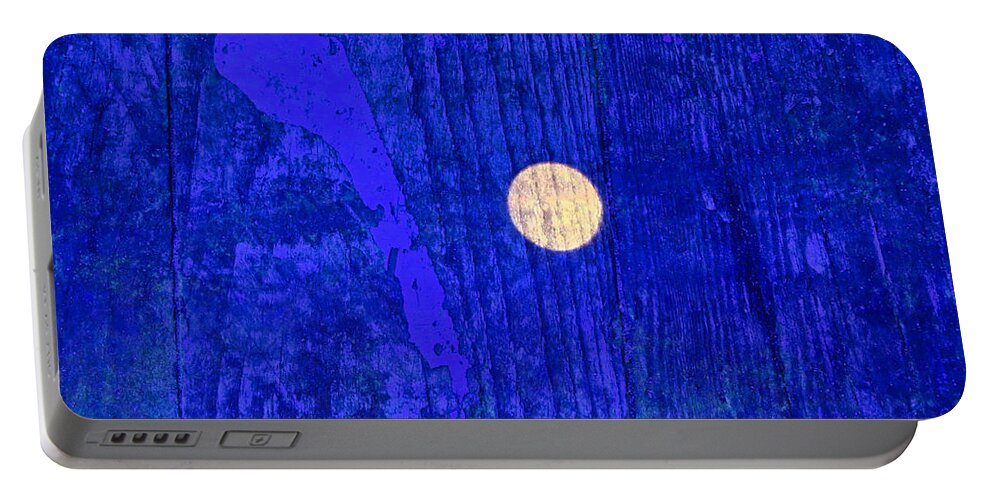 Moon Portable Battery Charger featuring the digital art Daytime Full Moon Wood and Paint by Russel Considine