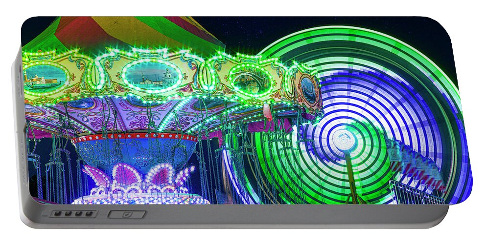Swing Ride Portable Battery Charger featuring the photograph Fun at the Fair by Mark Andrew Thomas