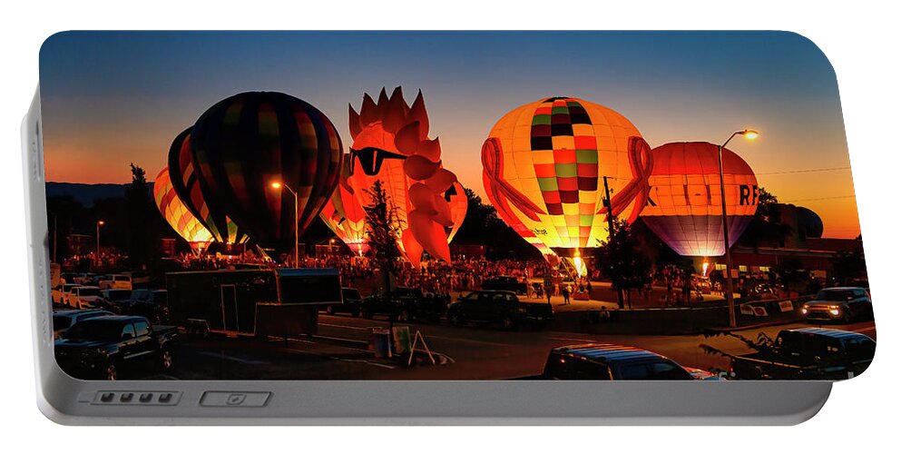 Funfest; Fun Fest; Kingsport; Tennessee; Sullivan; Sullivan County; Balloon; Hot Air; Northeast Tennessee Portable Battery Charger featuring the photograph Fun Fest Hot Air Balloon Glow by Shelia Hunt