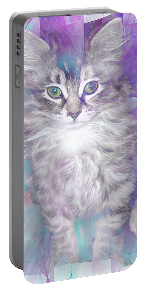 Fur Ball Portable Battery Charger featuring the digital art Fur Ball by Studio B Prints