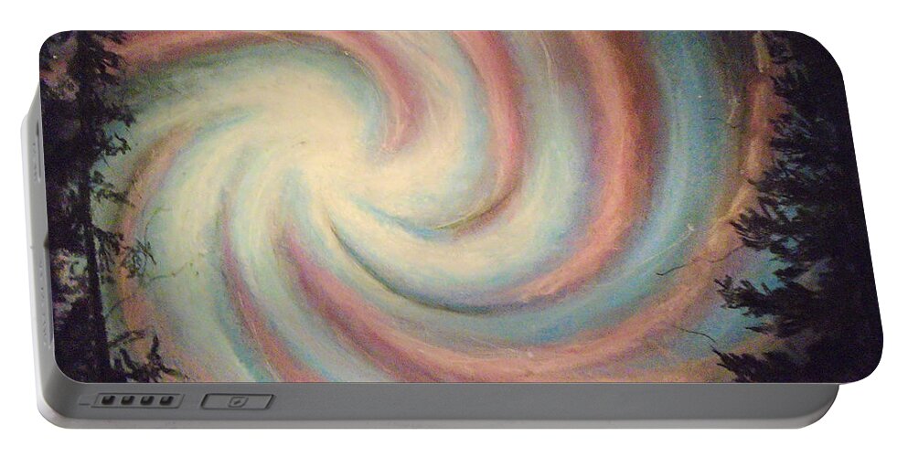 Galaxy Portable Battery Charger featuring the painting Galaxies Unite by Jen Shearer