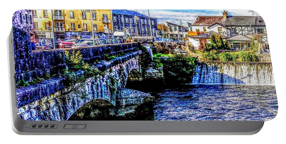 Galway Art Ireland Portable Battery Charger featuring the painting Galway o briens Bridge by Mary Cahalan Lee - aka PIXI
