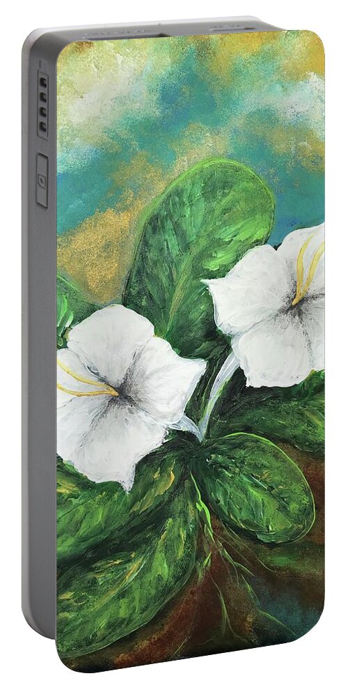 Gaosali Portable Battery Charger featuring the painting Gaosali Flower Guam by Michelle Pier