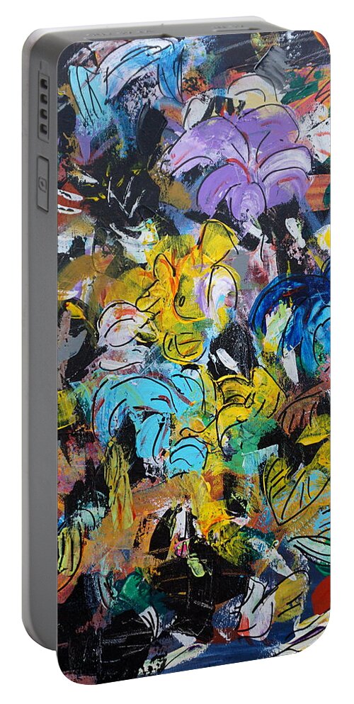 Garden Portable Battery Charger featuring the painting Garden Gone Wild by Brent Knippel