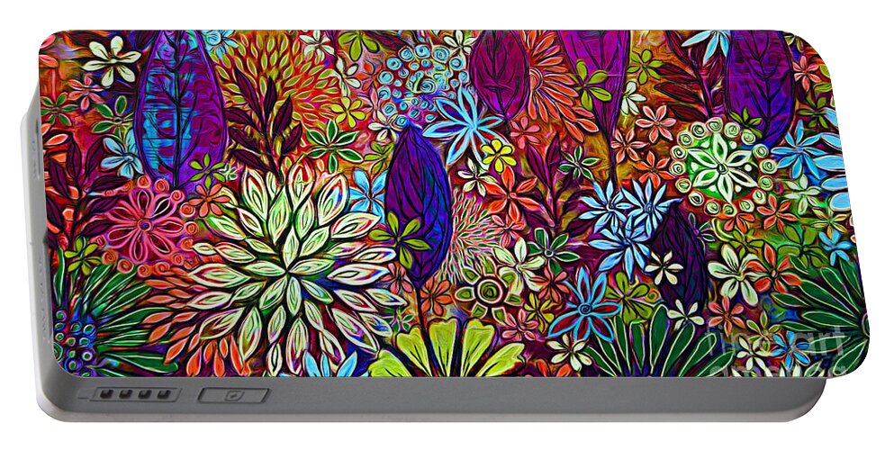 Garden Landscape Portable Battery Charger featuring the mixed media Garden Landscape. by Trudee Hunter