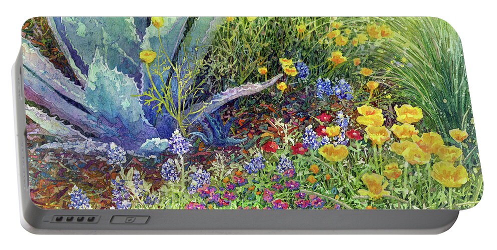 Garden Portable Battery Charger featuring the painting Gardener's Delight by Hailey E Herrera