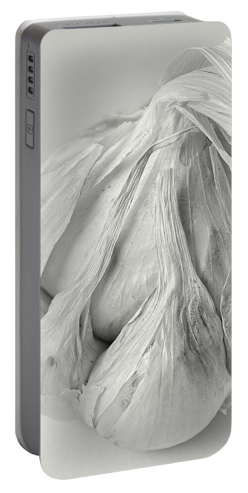 Abstract Portable Battery Charger featuring the photograph Garlic Clove Abstract by Richard Rizzo