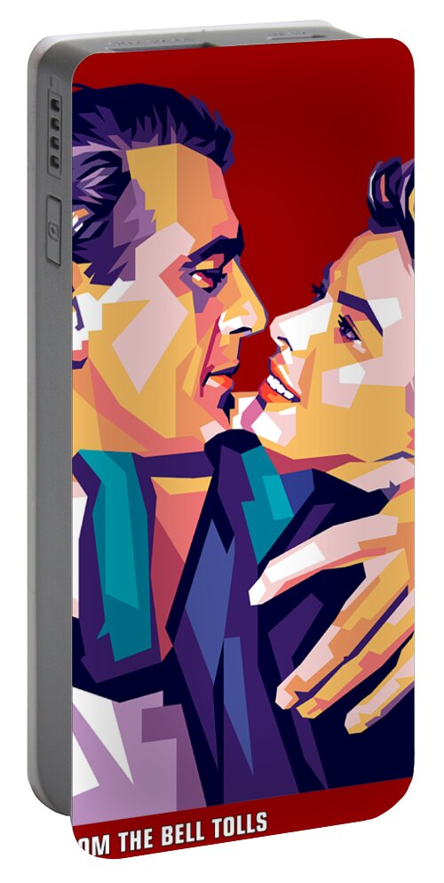 Gary Cooper Portable Battery Charger featuring the digital art Gary Cooper and Ingrid Bergman by Movie World Posters