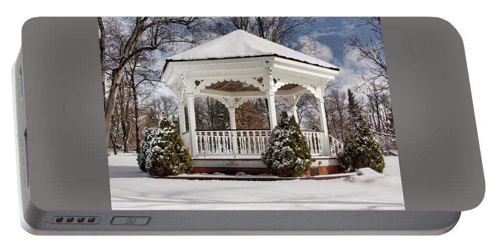 Gazebo Portable Battery Charger featuring the photograph Gazebo At Olmsted Falls - 2 by Mark Madere