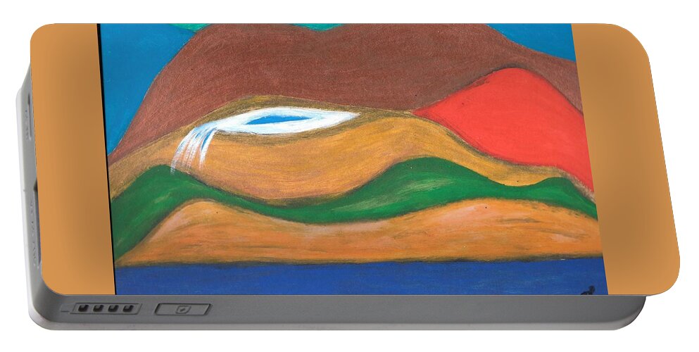 Genie Portable Battery Charger featuring the painting Genie Land by Esoteric Gardens KN