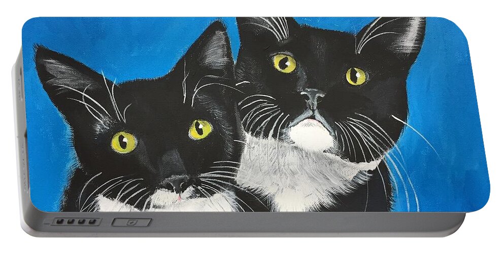Pets Portable Battery Charger featuring the painting George and Grayson by Kathie Camara