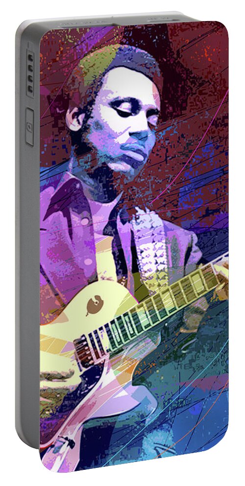 Jazz Portable Battery Charger featuring the painting George Benson Essential by David Lloyd Glover