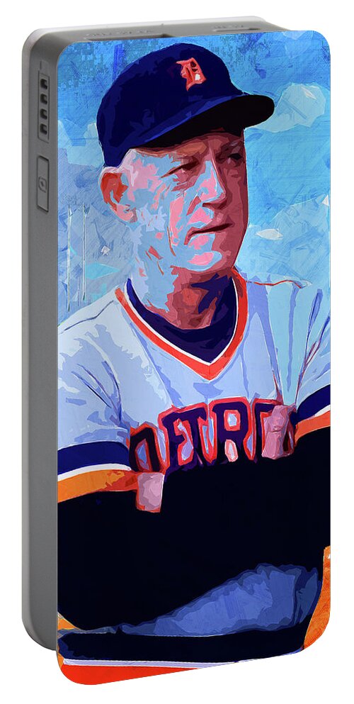George Lee Sparky Anderson Portable Battery Charger featuring the digital art George Lee Sparky Anderson by Pheasant Run Gallery